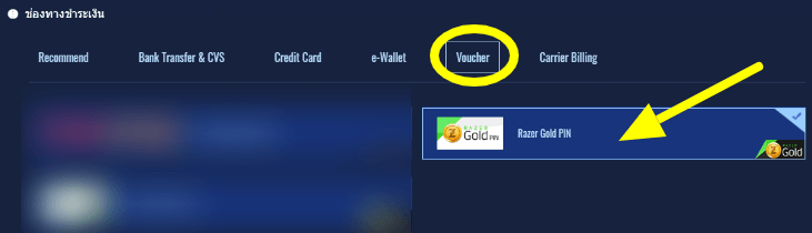 Select Voucher > Select Razer Gold PIN